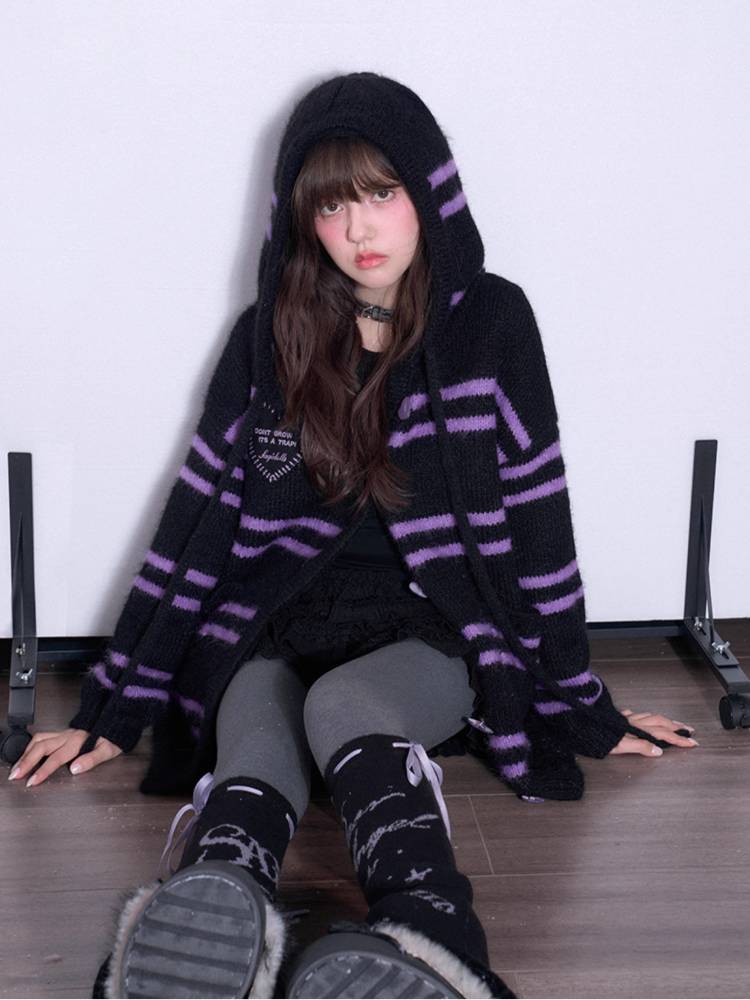 Striped hooded sweater jacket【s0000011299】