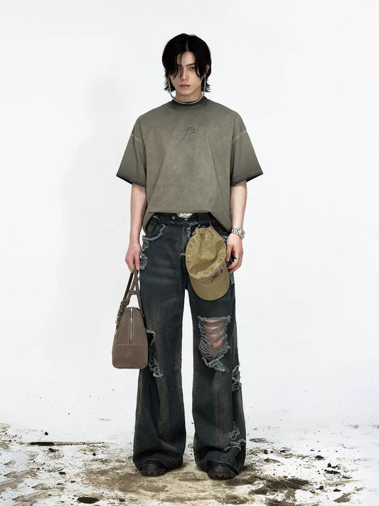 Jistressed Oose wide g pan ts [S0000009223]