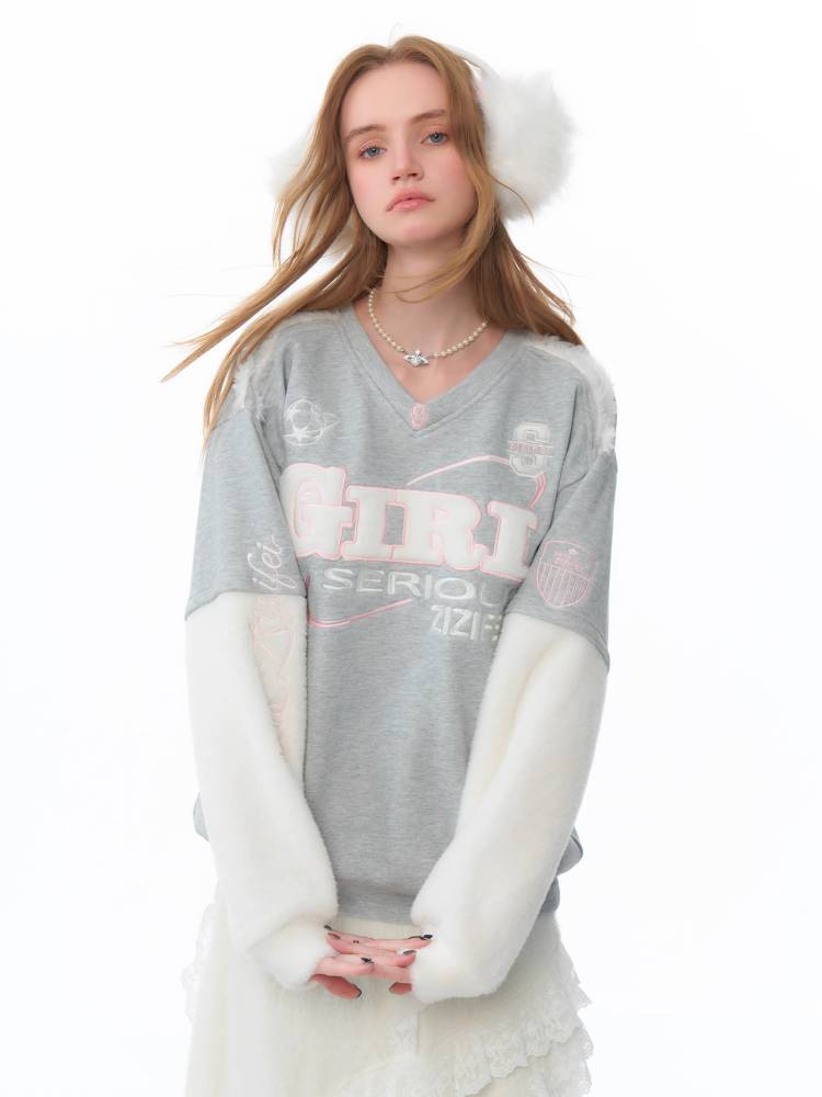 Sports style V-neck sweatshirt【s0000011086】