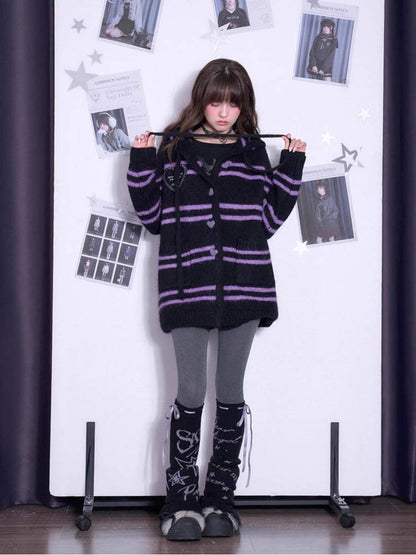 Striped hooded sweater jacket【s0000011299】