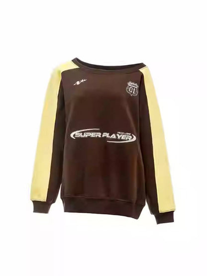 Off-the-shoulder jersey sweatshirt【s0000011412】