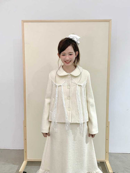 Lace wool coat and skirt【s0000010373】