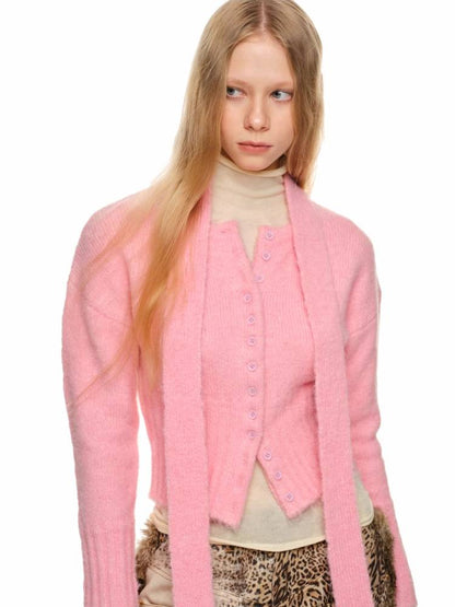 Round neck slim cardigan【s0000011382】