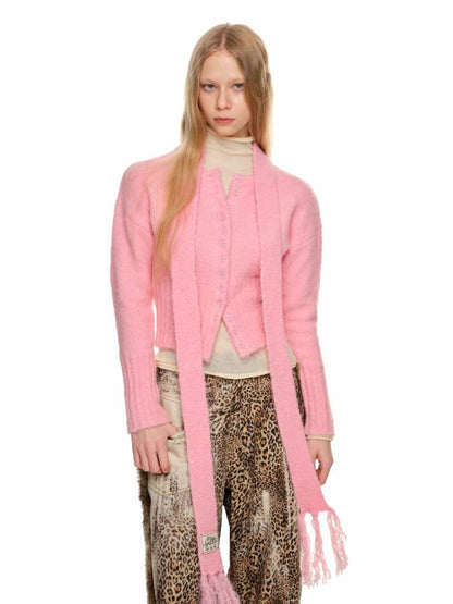 Round neck slim cardigan【s0000011382】