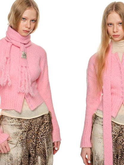 Round neck slim cardigan【s0000011382】