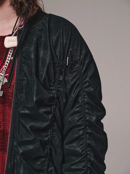 Faux leather reversible jacket【s0000011467】