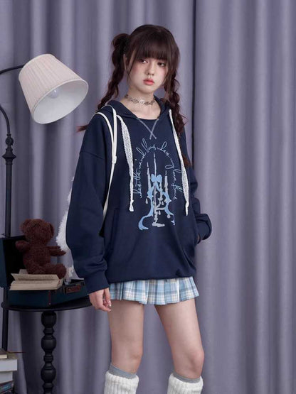 Printed Hooded Long Sleeve Casual Sweatshirt [S0000010690]