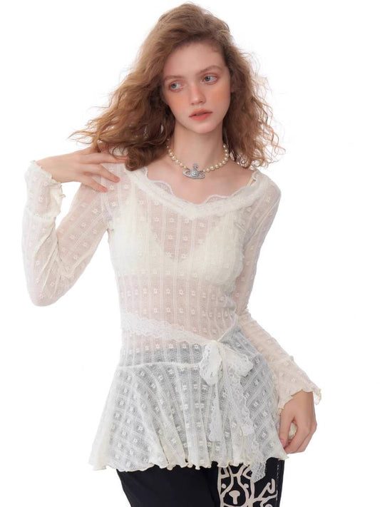 Sexy white semi-see-through shirt【s0000011050】