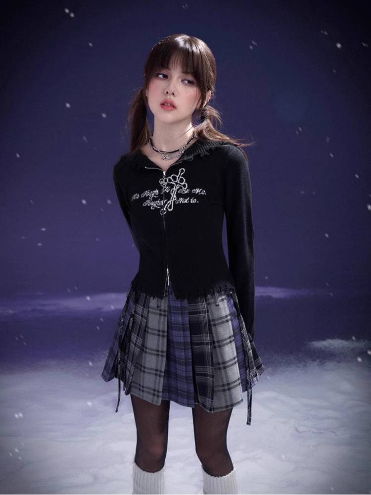 Double zipper knit cardigan【s0000011289】