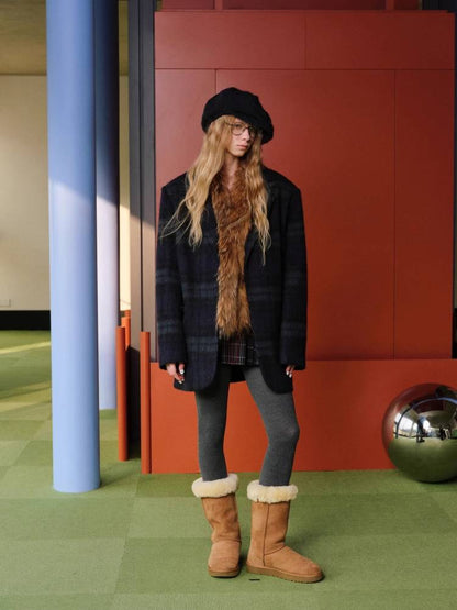 Plaid oversized wool suit jacket【s0000011377】