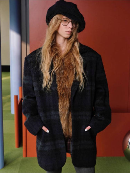 Plaid oversized wool suit jacket【s0000011377】