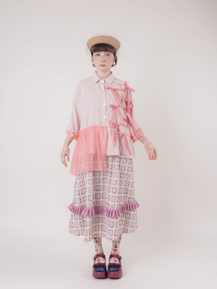 Handmade pink short shirt【s0000006897】