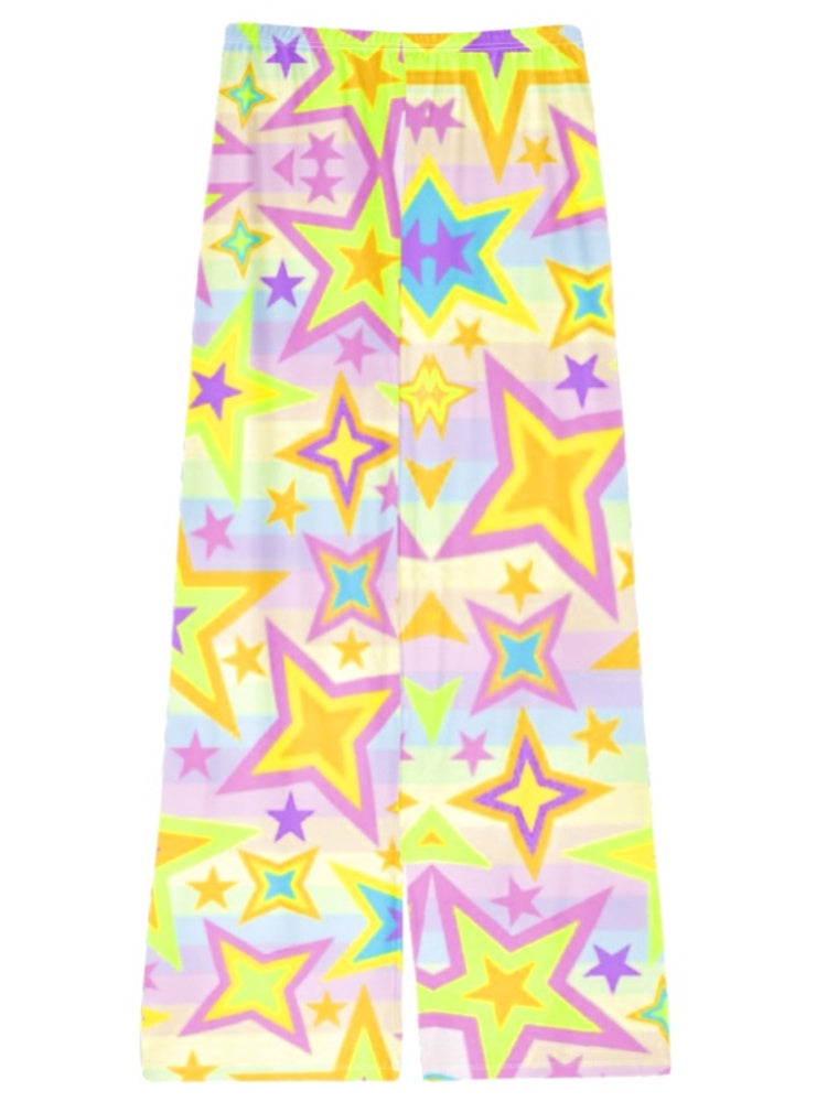 Star Print Wide Leg Loose Pants [s0000002522]