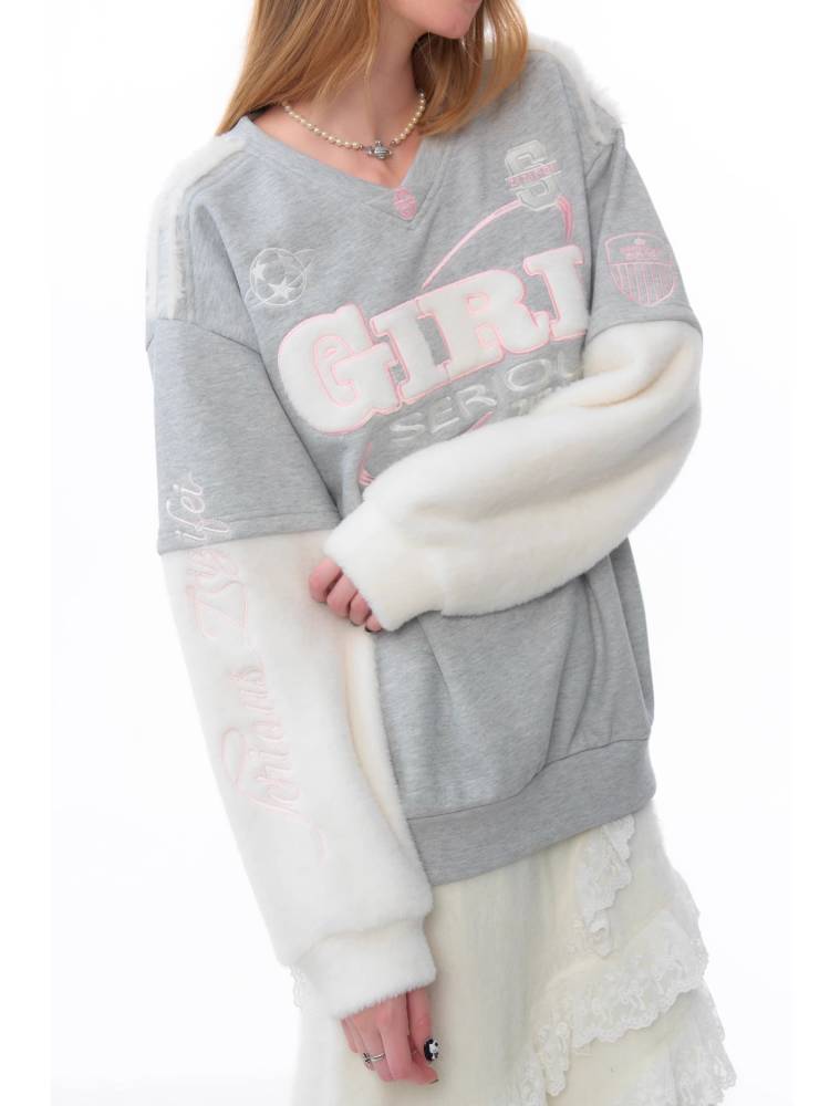 Sports style V-neck sweatshirt【s0000011086】