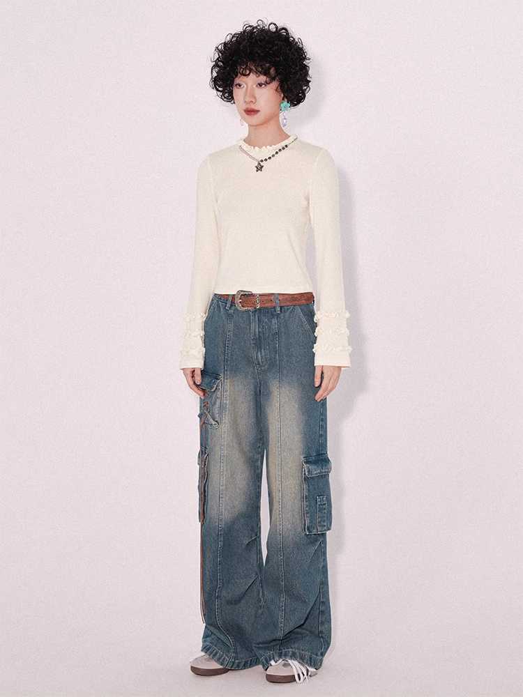 Low waist wide leg jeans【s0000009619】