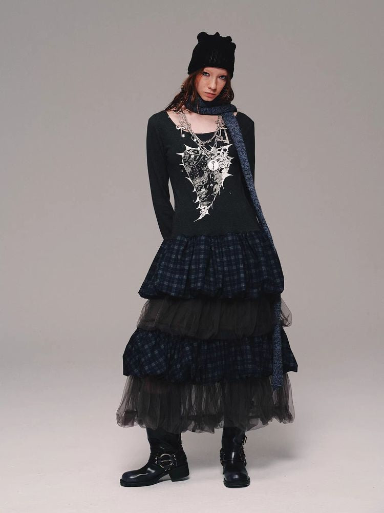 BlueBerry Plaid Cake Skirt [S0000010137]