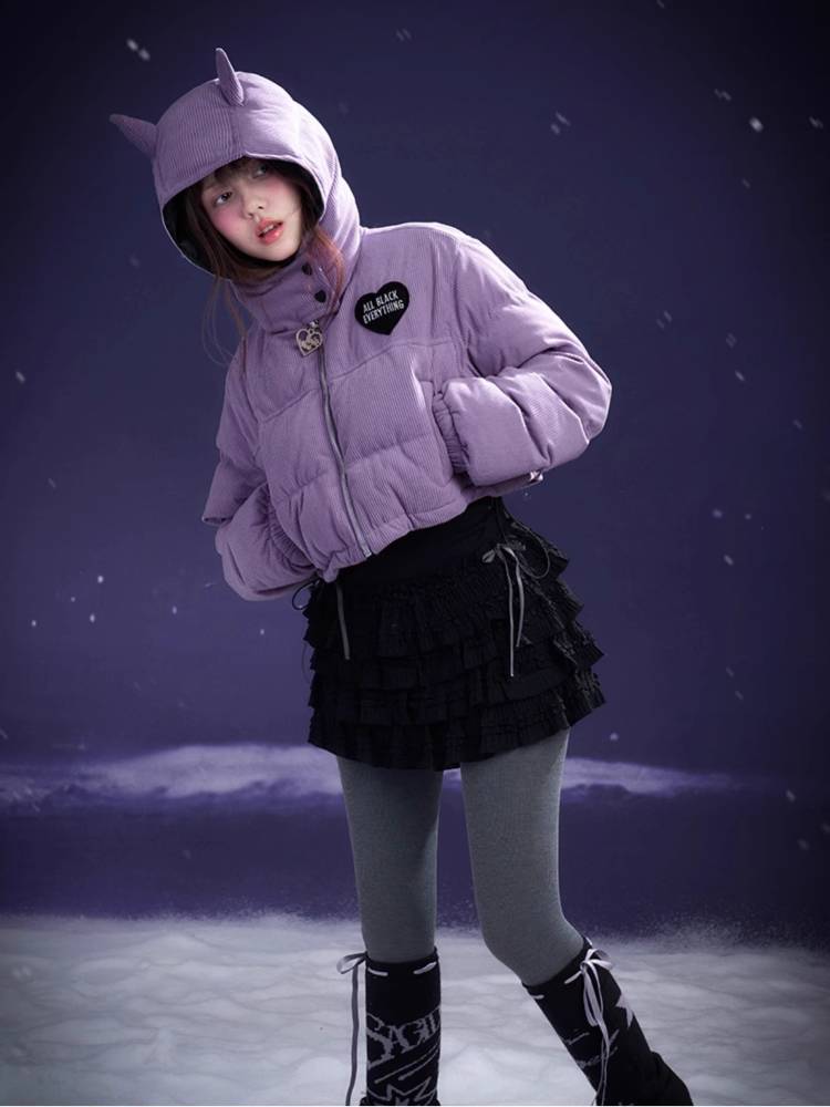 Purple cotton short coat【s0000011294】