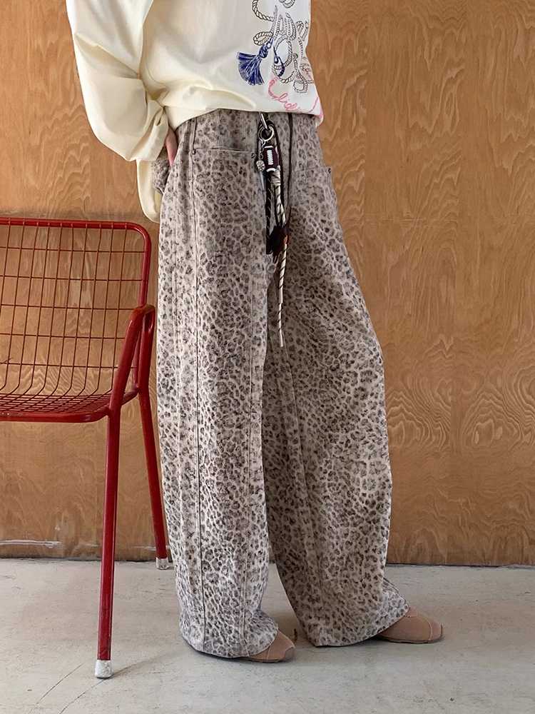 Leopard print straight wide leg pants【s0000009828】