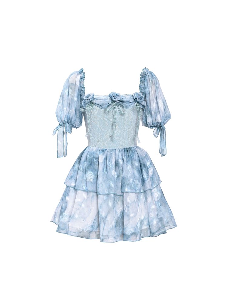 Rose Puff Sleeve Cake Dress【s0000002730】