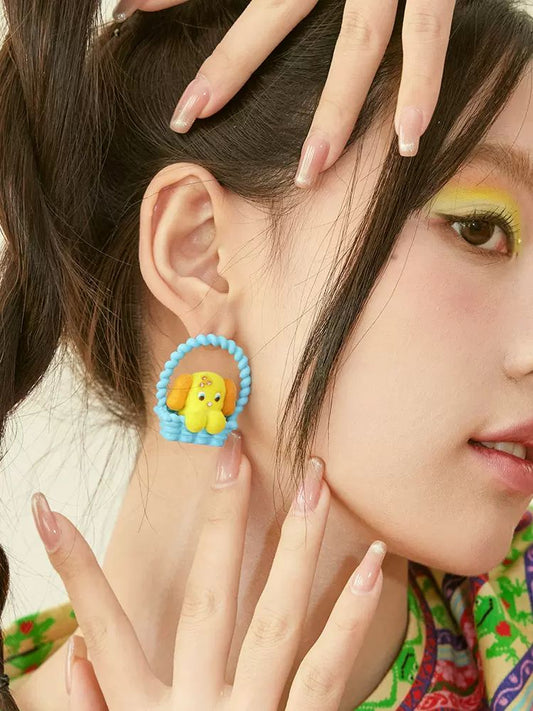 Dog basket earrings【s0000008711】