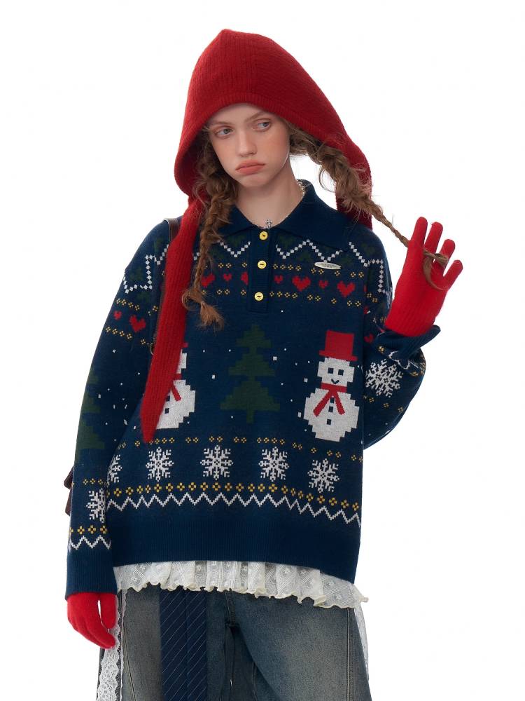 Retro snowman sweater【s0000011072】