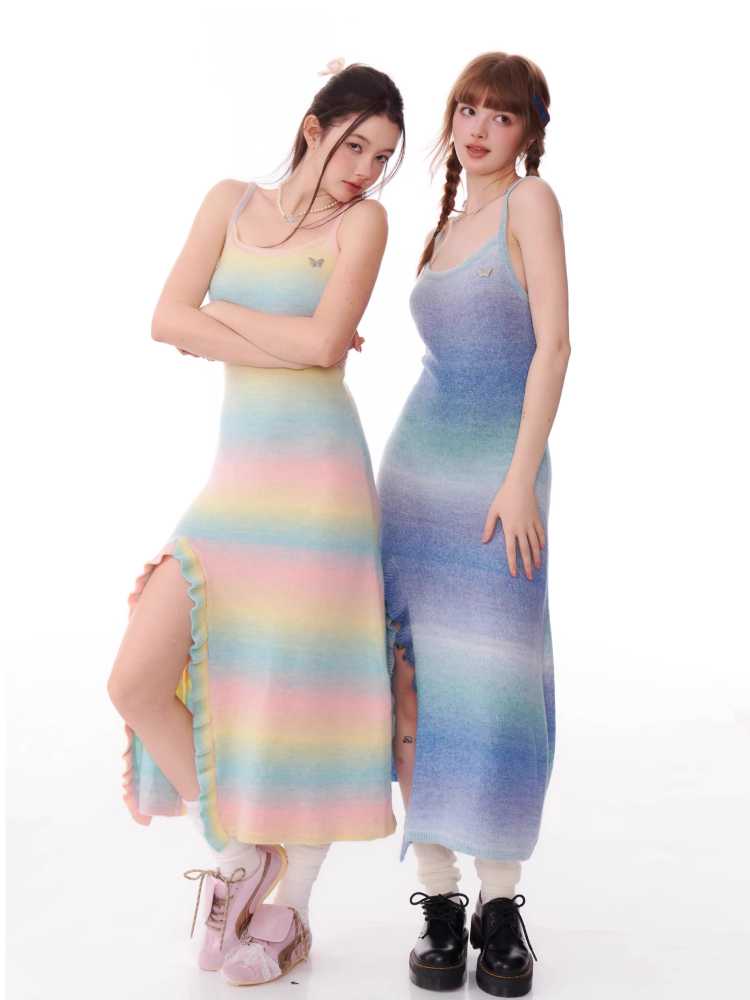 Gradient Suspender Knit Dress [S0000010180]