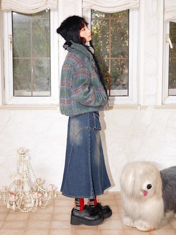 Embroidered plaid loose cotton jacket【s0000011128】
