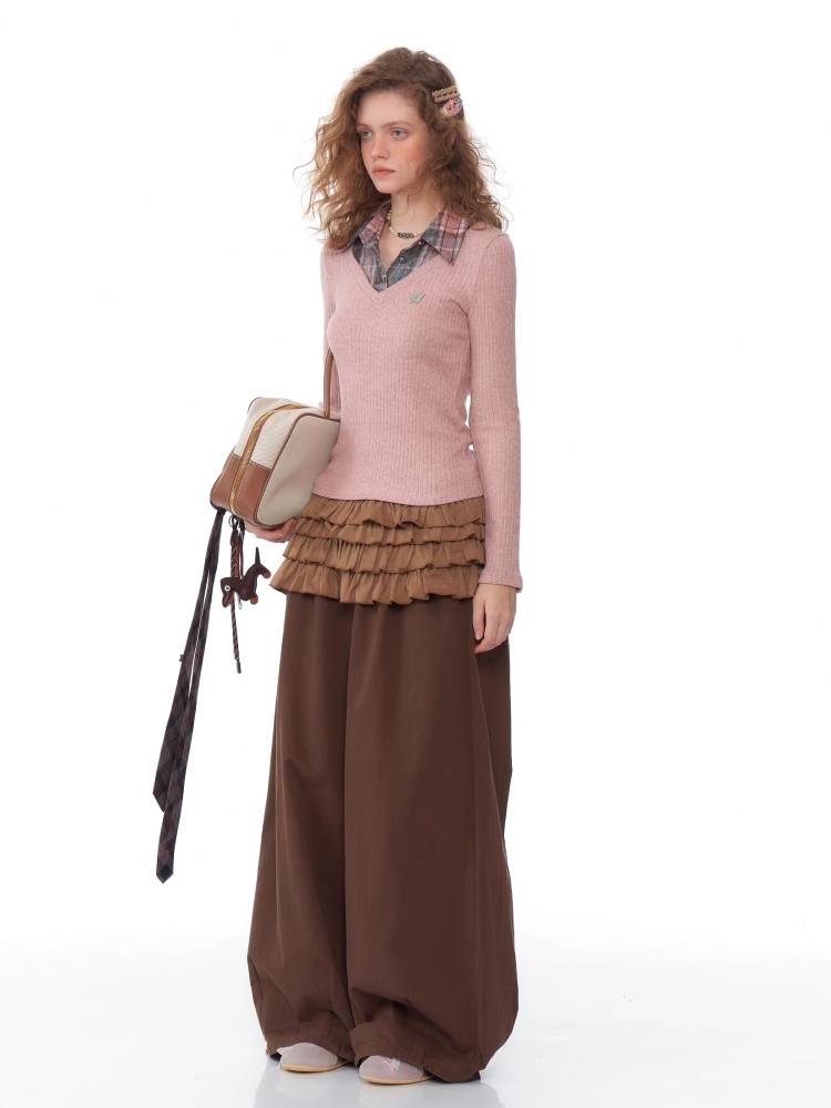 Fake two piece slim fit sweater【s0000011037】