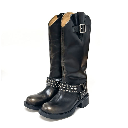 펑크 걸 레트로 리시 티 (Riii T-S Kure Toe T-GH High Boots [S000004852)