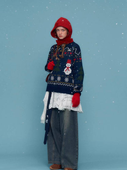 Retro snowman sweater【s0000011072】