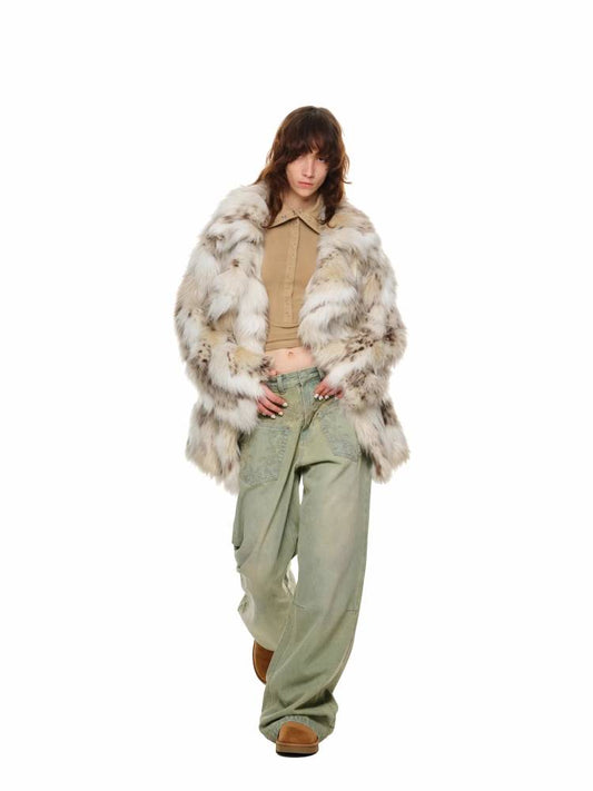 Leopard print fur coat【s0000011370】