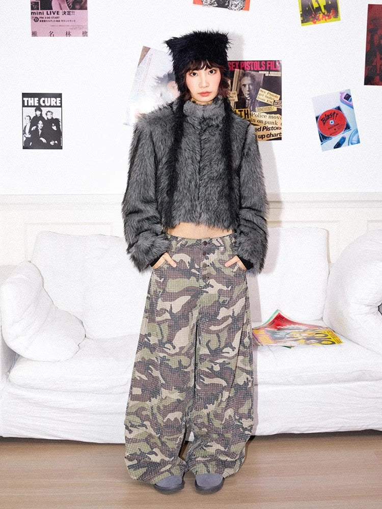 Retro-style distressed camouflage pants【s0000011545】