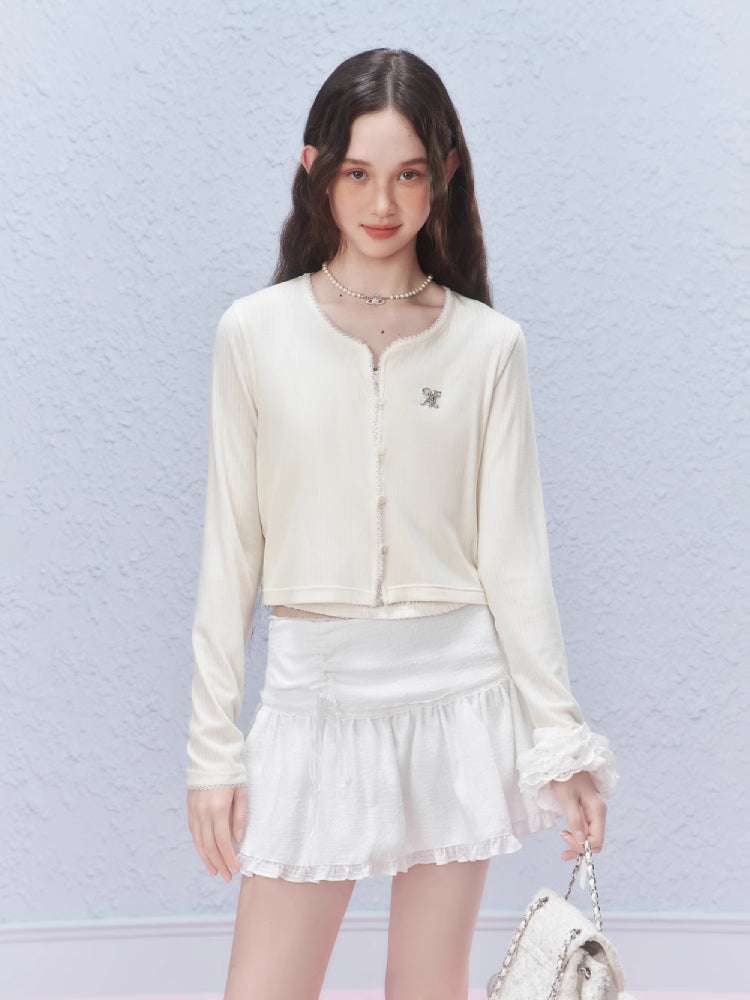 Sheer lace short cardigan【s0000007424】
