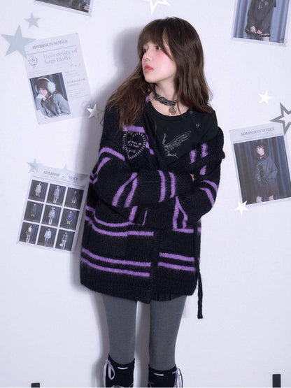 Striped hooded sweater jacket【s0000011299】