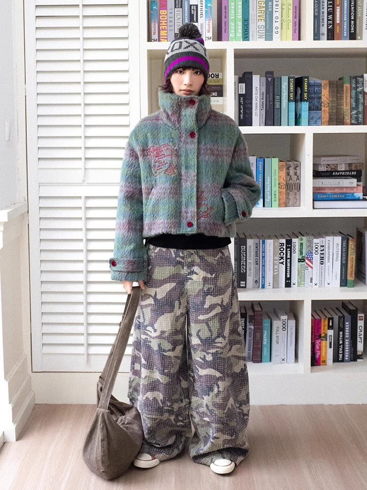 Embroidered plaid loose cotton jacket【s0000011128】