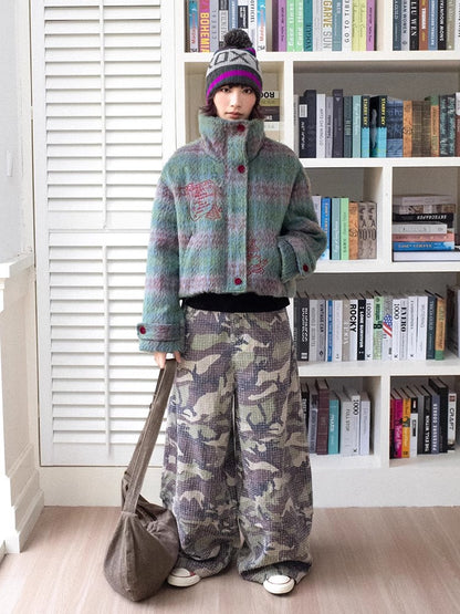 Embroidered plaid loose cotton jacket【s0000011128】