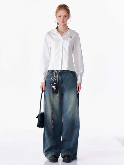 High Waist Slim Wide Leg Jeans [S0000010175]