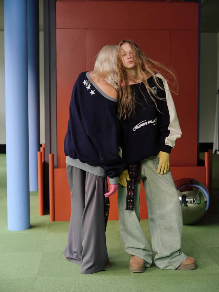 Off-the-shoulder jersey sweatshirt【s0000011412】