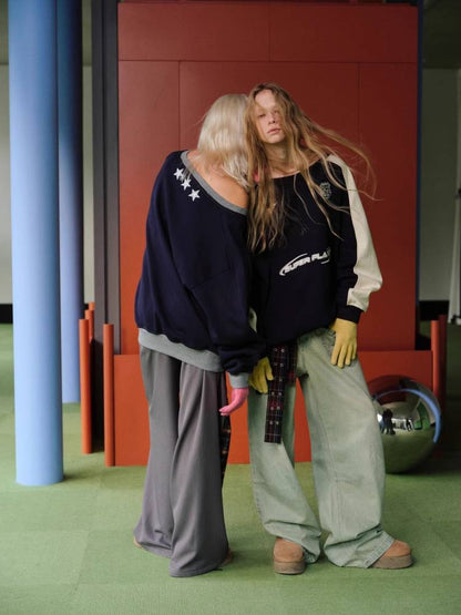 Off-the-shoulder jersey sweatshirt【s0000011412】