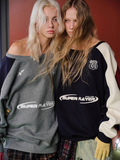 Off-the-shoulder jersey sweatshirt【s0000011412】