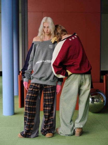 Off-the-shoulder jersey sweatshirt【s0000011412】