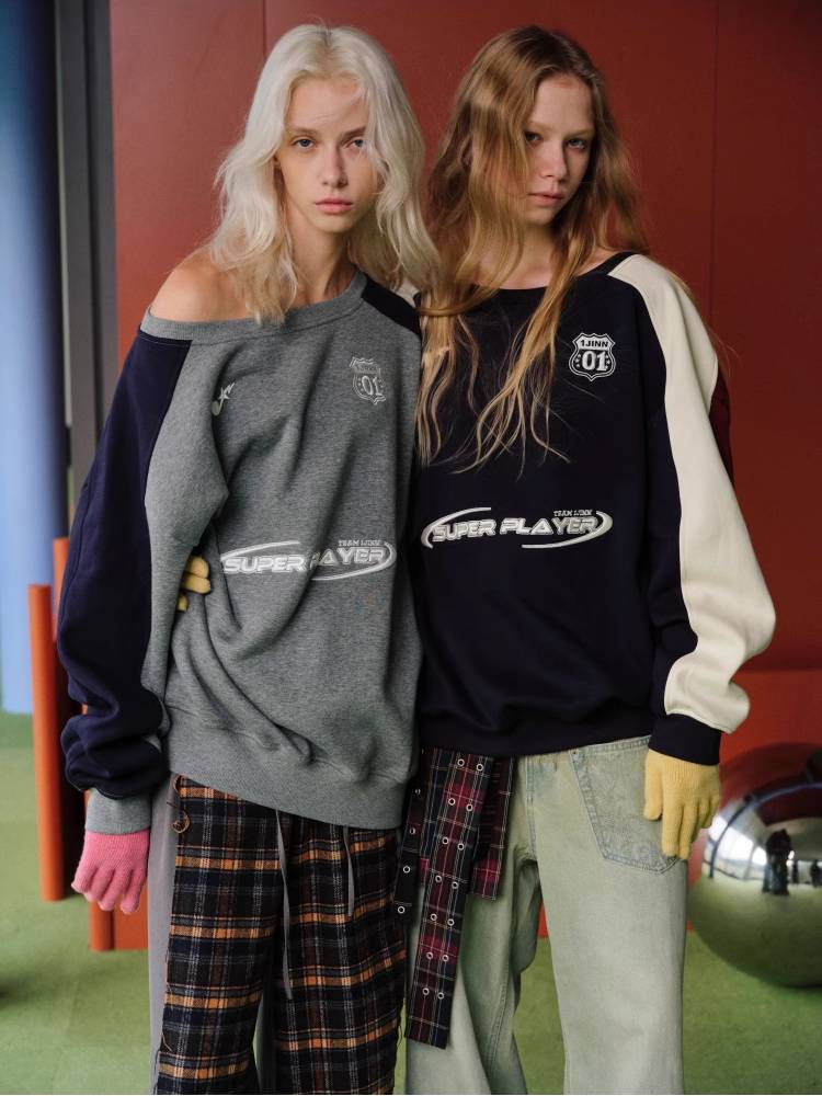 Off-the-shoulder jersey sweatshirt【s0000011412】