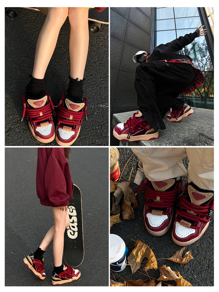 Wine red couple sneakers【s0000006075】