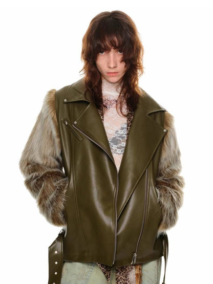 Quilted motorcycle leather jacket【s0000011383】