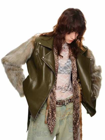 Quilted motorcycle leather jacket【s0000011383】