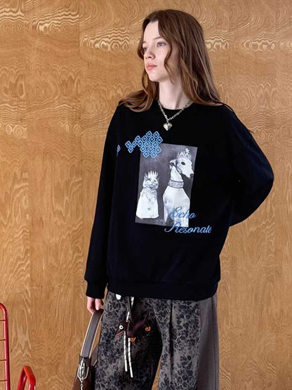 Embroidery Pure Cotton Loose Sweatshirt [S0000010781]