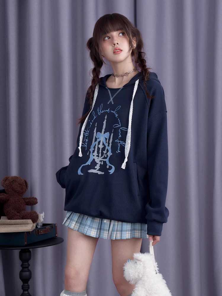 Printed Hooded Long Sleeve Casual Sweatshirt [S0000010690]