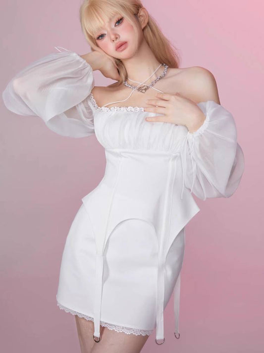 Sexy long sleeve waist top and skirt【s0000008972】