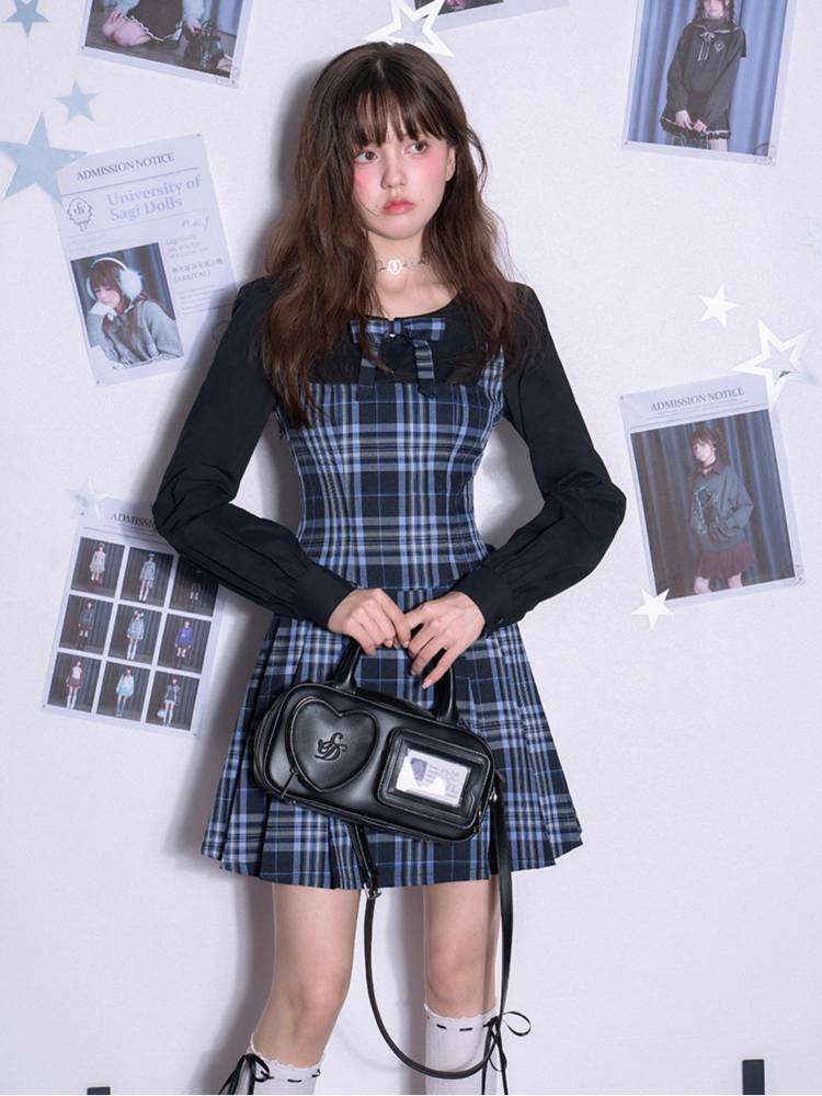 Plaid fake two-piece dress【s0000011655】