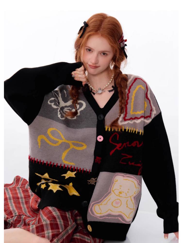 Retro V-neck cardigan jacket【s0000011039】